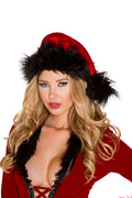 Fur Trimmed Hat Costume Headwear in Red by Build-A-Hoochie