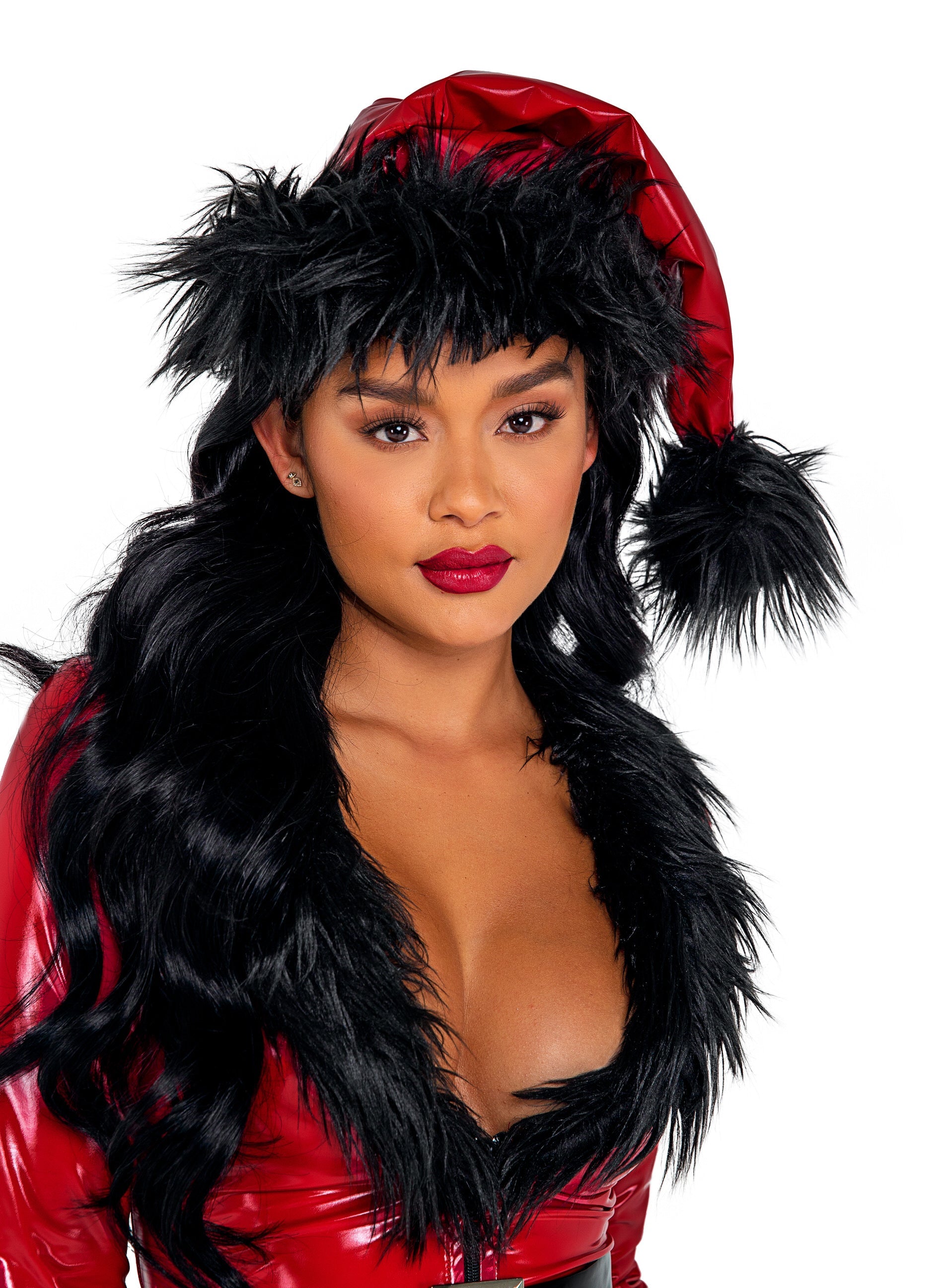 Celestial Vinyl & Faux Fur Santa Hat Christmas