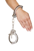 Silver Handcuffs with Rhinestones Costume Prop in Silver by Build-A-Hoochie