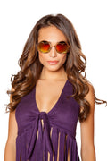 Hippie Glasses with Heart Lense Frame Costume Eyewear in As Shown by Build-A-Hoochie