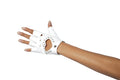 Pair of Gloves with Cut-Out Heart and Stones Costume Gloves in White by Build-A-Hoochie