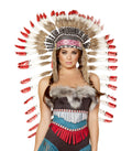 Indian Headdress with Red Tips Costume Headwear in Brown by Build-A-Hoochie