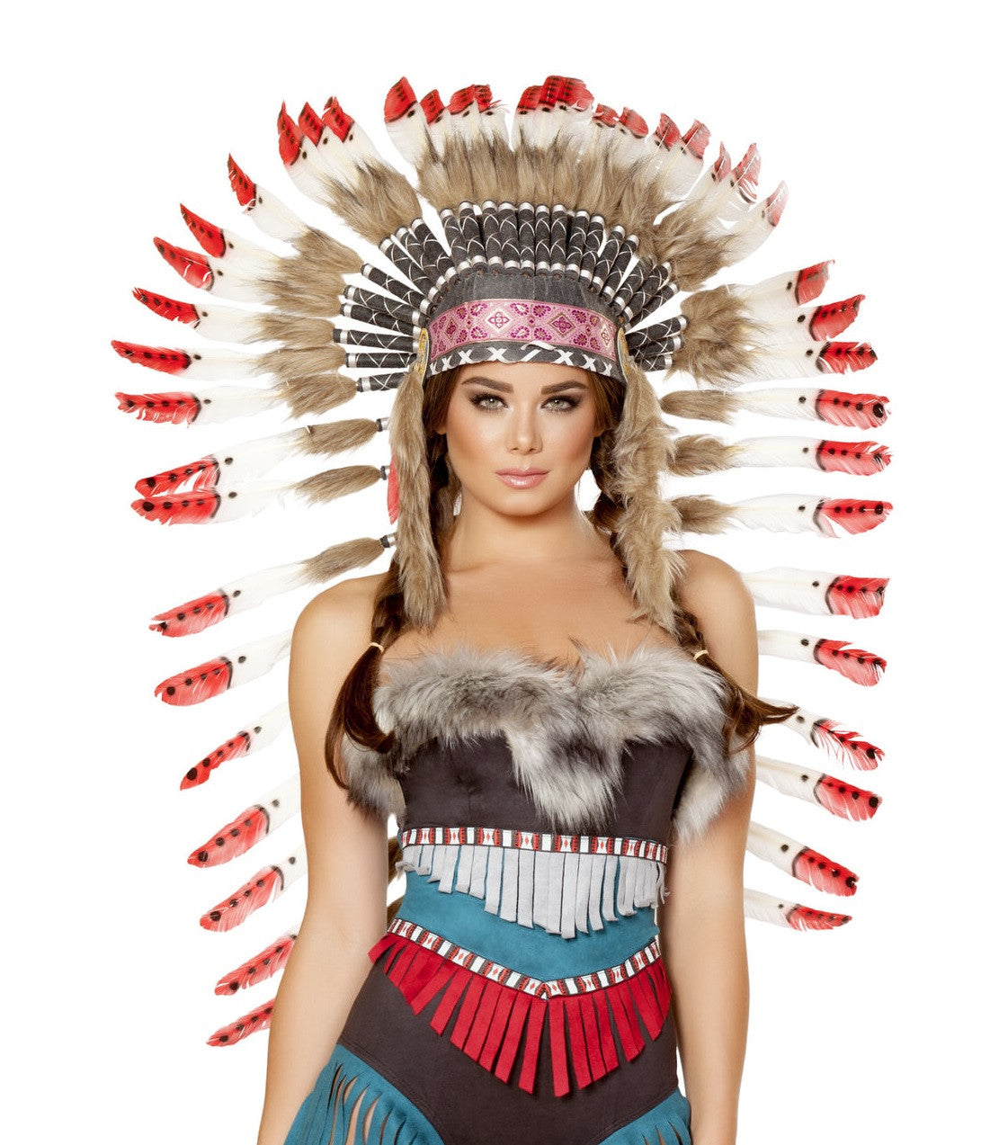BAHH4727 - Temptress Indian Headdress with Red Tips