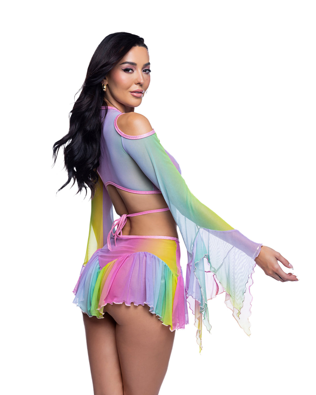 BAHJR260 - Rosy Flow Top & Skirt Set