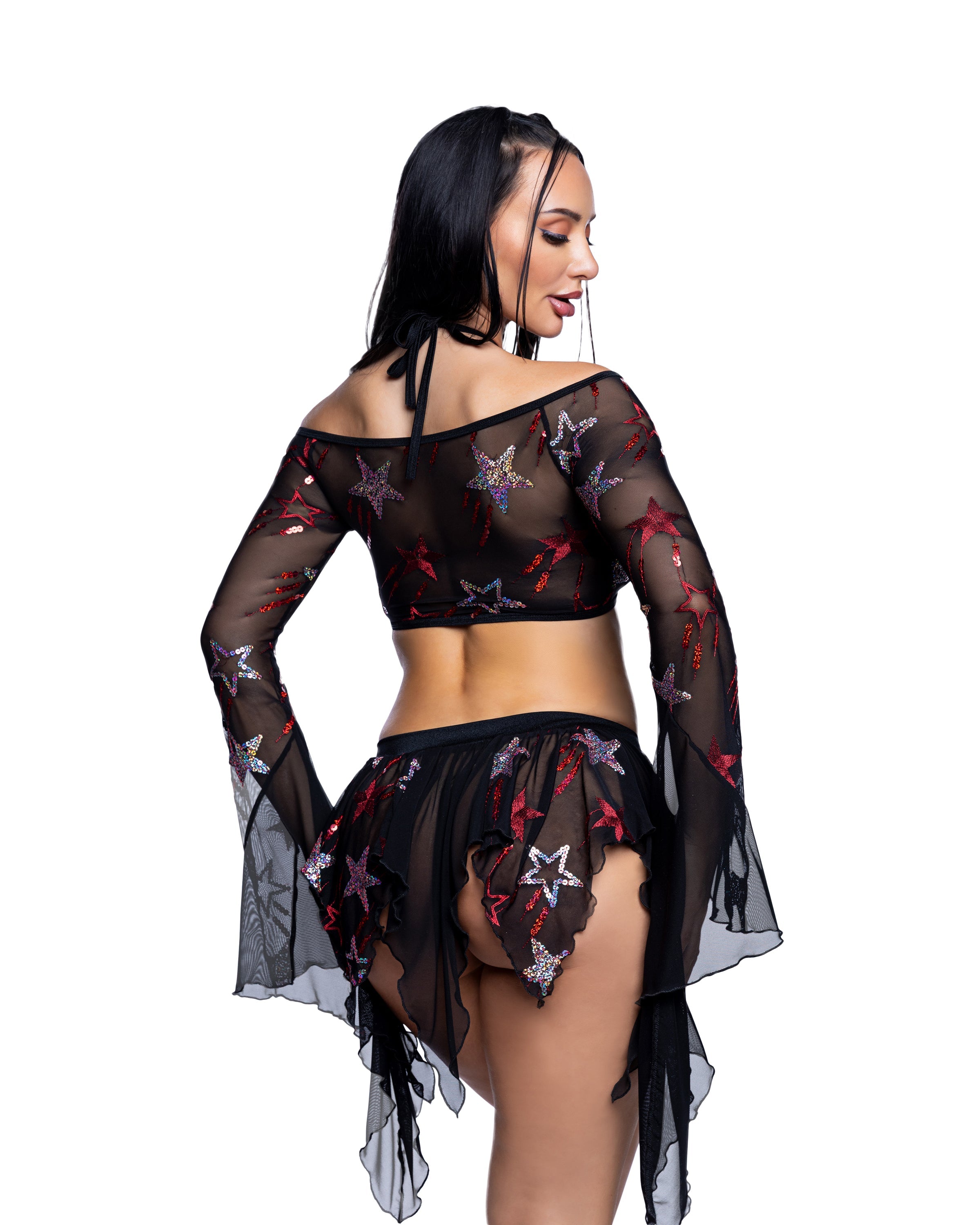 BAHJR262 - Fabulous Sequin Butterfly Top & Skirt Set