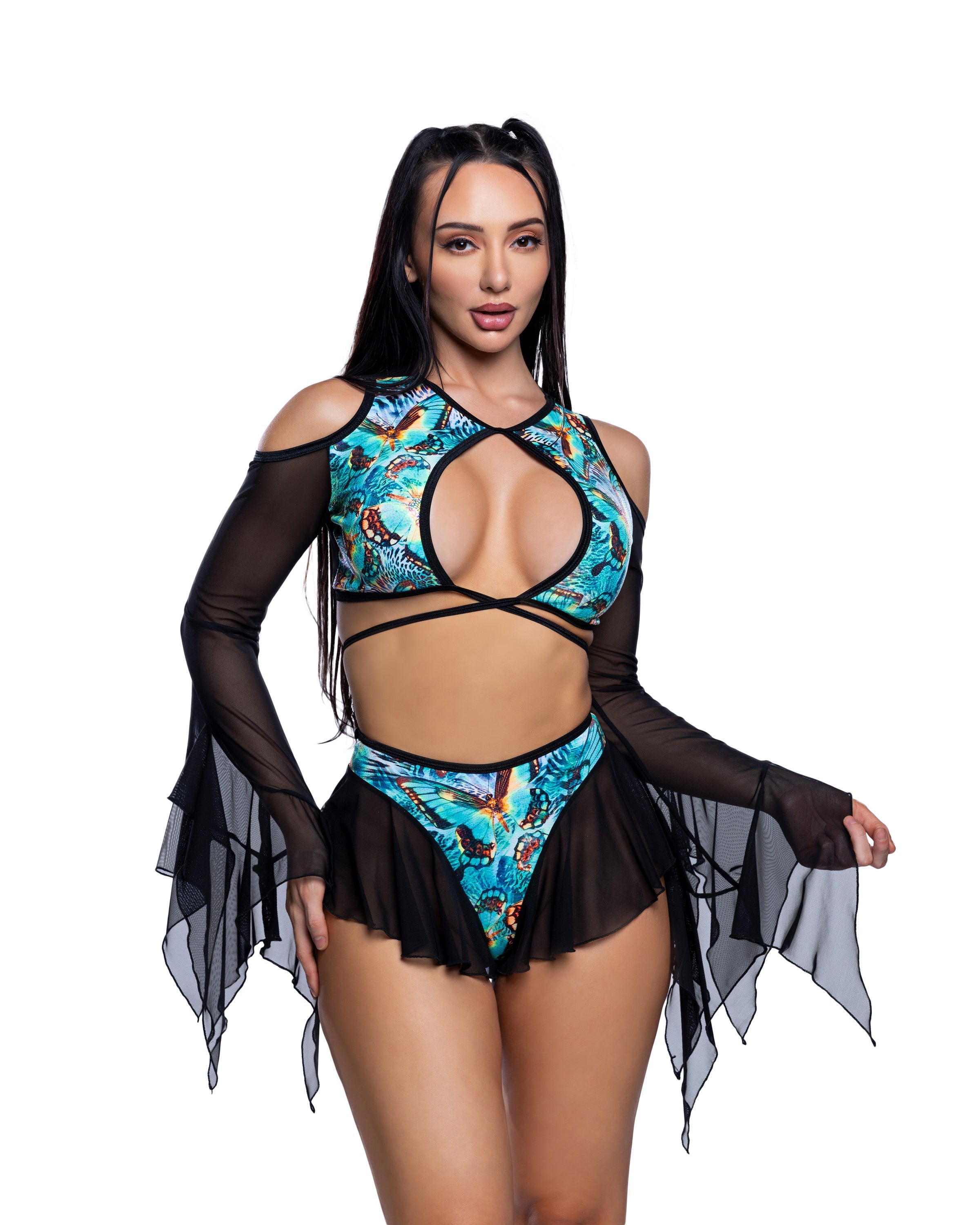 BAHJR266 - Vibrant Butterfly Flutter Shorts