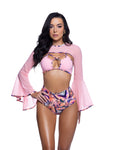 Opulent Mesh Bell-Sleeve Shrug Rave Shrug in Baby Pink by Build-A-Hoochie