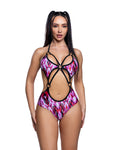 Vibrant 5-Ring Bodysuit Rave Bodysuit in Refracted Red by Build-A-Hoochie