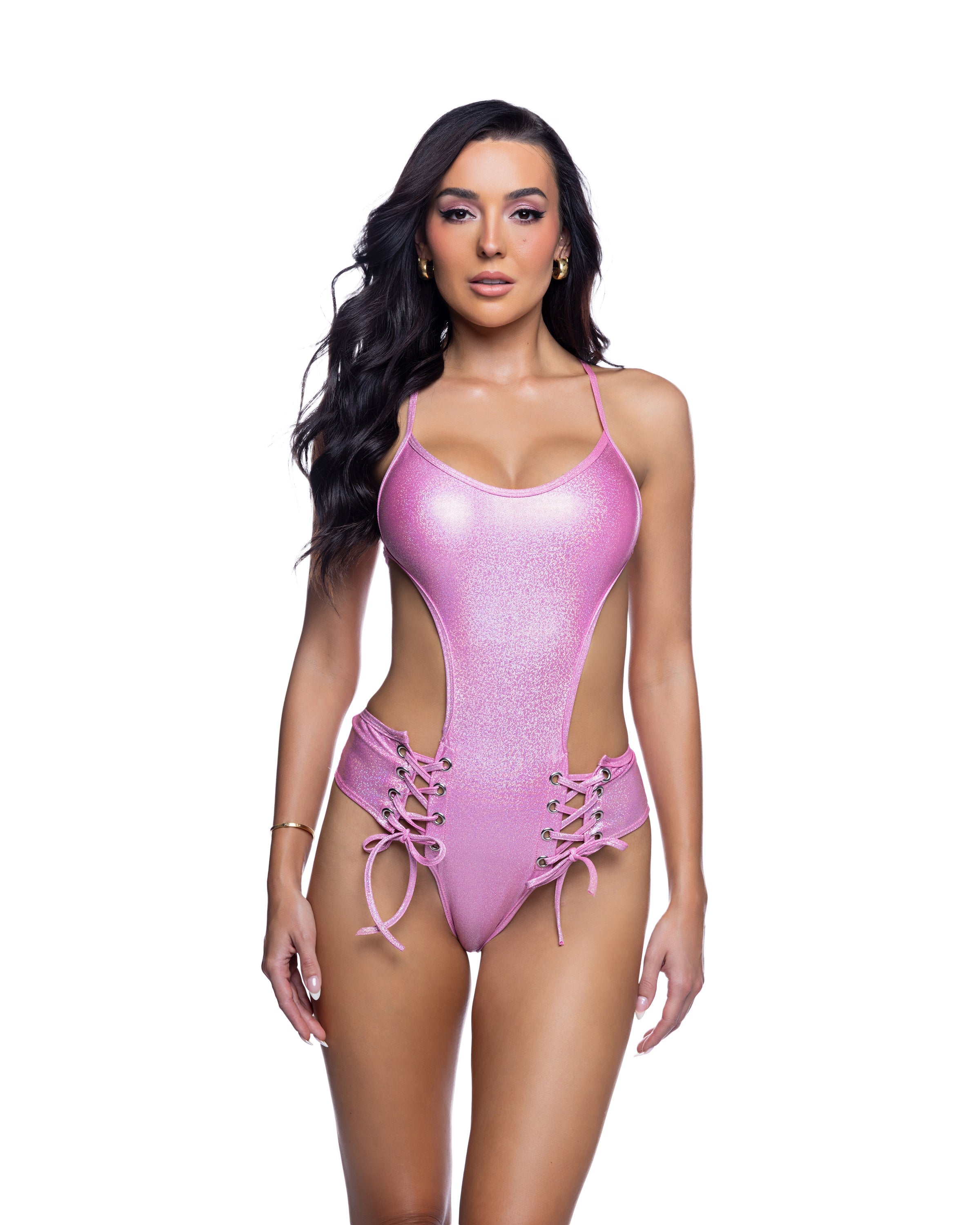 BAHJR285 - Velvety Lace-up Bodysuit