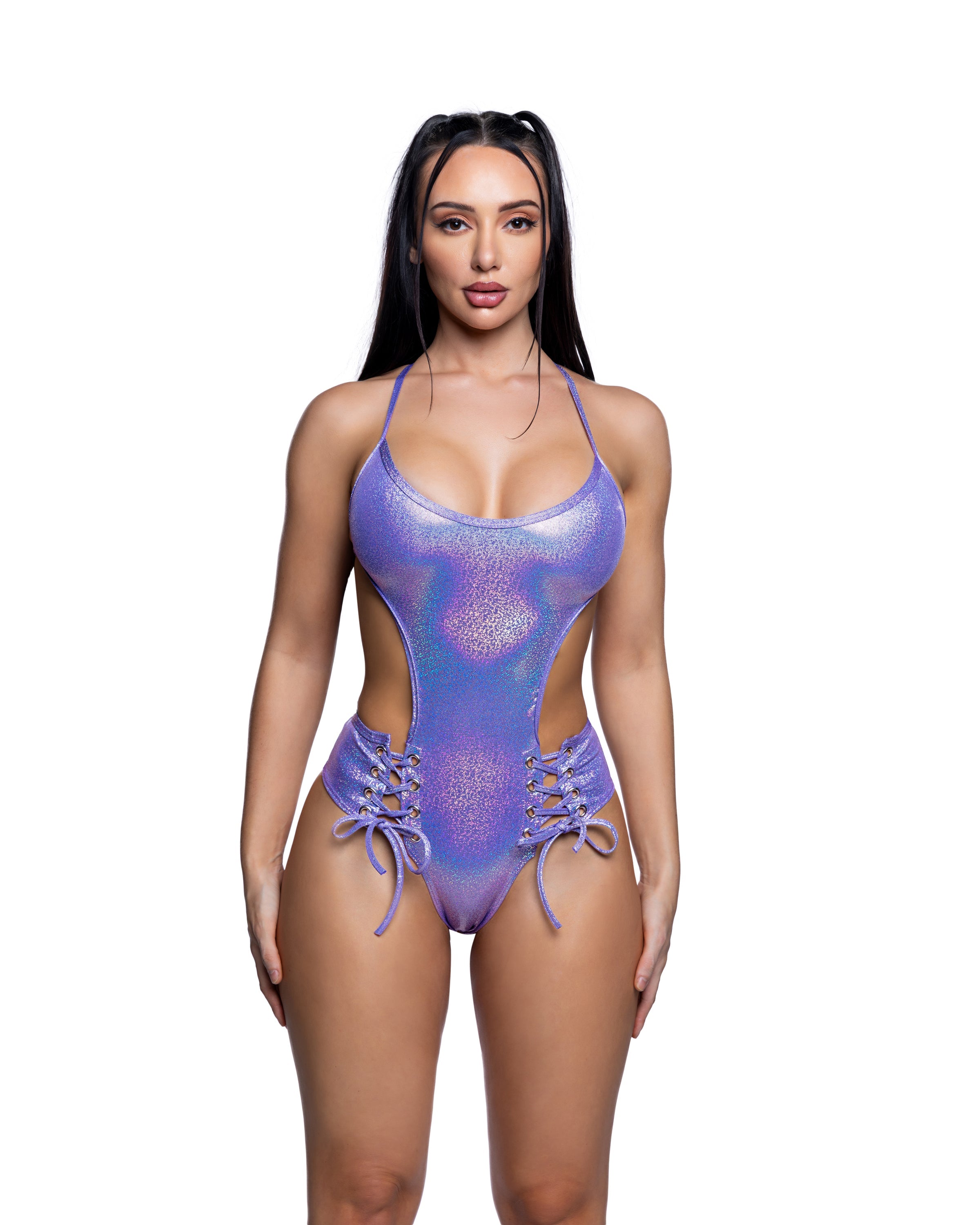 BAHJR285 - Velvety Lace-up Bodysuit