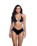 Lovely Lace-Up Top & Short Set Ravewear Set in Black by Build-A-Hoochie