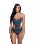 Glamorous Reflective Lace-Up Bodysuit Rave Bodysuit by Build-A-Hoochie