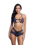 Ravishing Reflective Star Top & Lace-Up Short Ravewear Set by Build-A-Hoochie