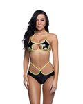 Opulent PVC Star Top & Short Set Ravewear Set in Black by Build-A-Hoochie