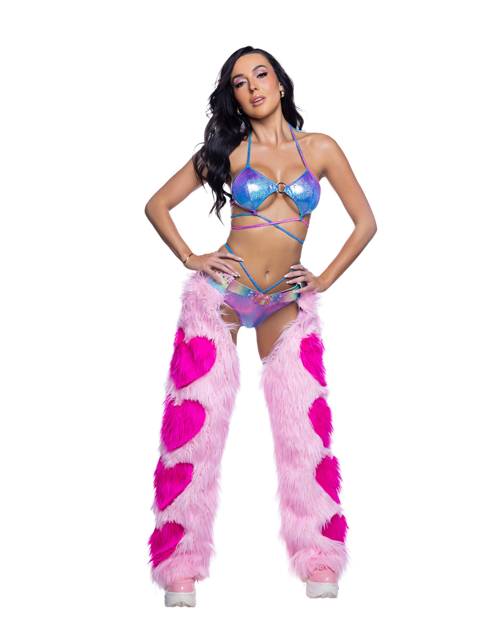 BAHJR301 - Confident Faux Fur Heart Chaps