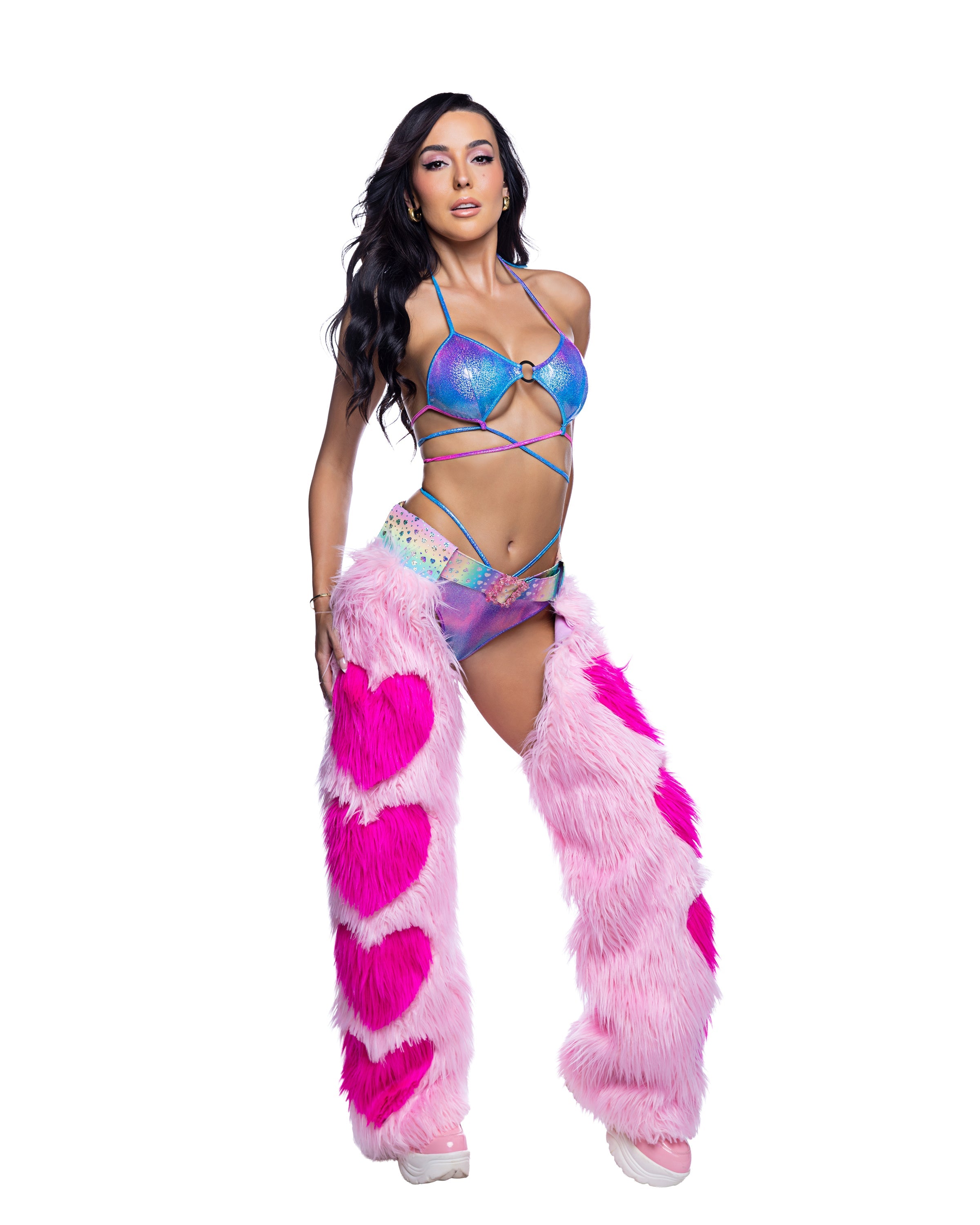BAHJR301 - Confident Faux Fur Heart Chaps