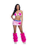 Fierce Faux Fur Heart Skirt & Top Set Ravewear Set in Baby Pink by Build-A-Hoochie