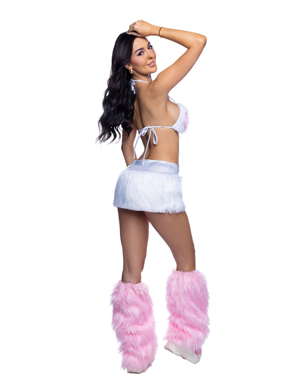 BAHJR302 - Seductive Faux Fur Heart Skirt & Top Set