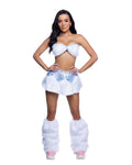 Cheeky Faux Fur Skirt & Bandeau Top Ravewear Set in Clouds by Build-A-Hoochie