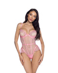 Luxurious Peek-A-Boo Bliss Teddy in Pink by Build-A-Hoochie