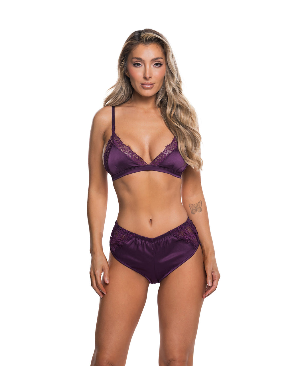 Magical Satin Essentials 2-Piece Lounge Set in Purple by Build-A-Hoochie