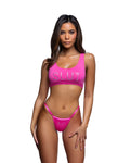 Alluring Sporty Crop 2PC Set Lingerie Set in Hot Pink by Build-A-Hoochie