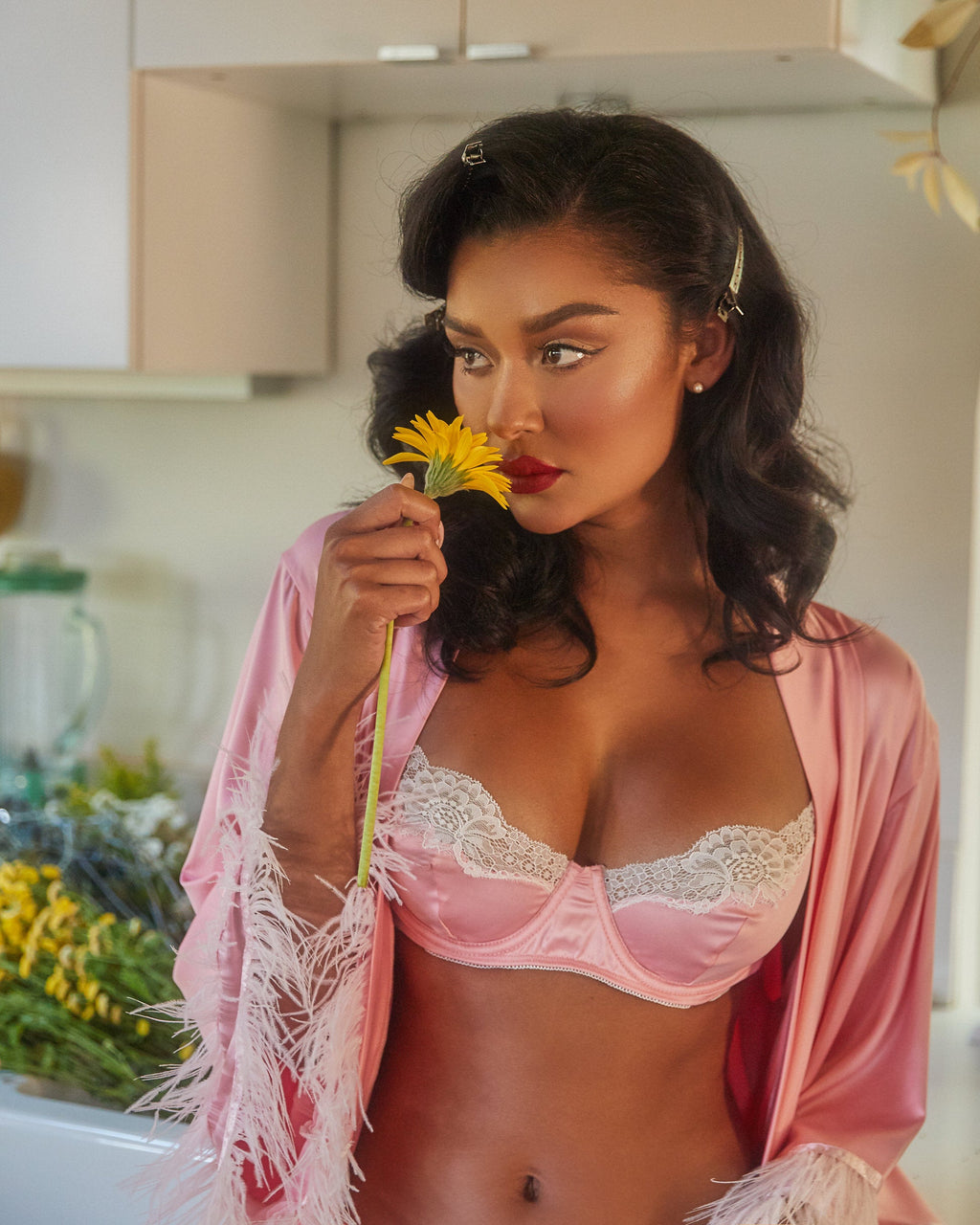 Dazzling 2pc Lace & Satin Underwire Bra Set Lingerie