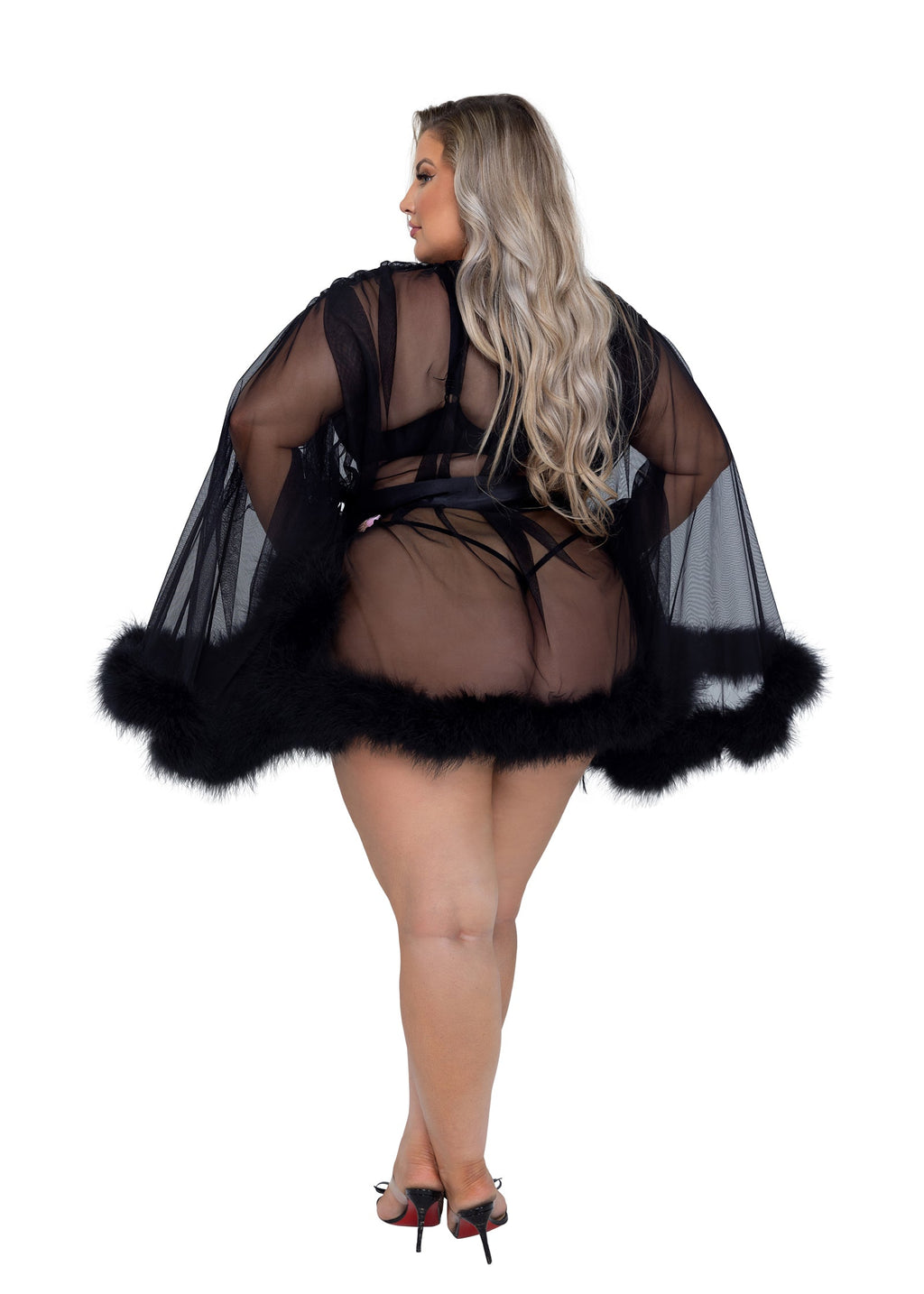 Classic Hollywood Glam Luxury Mini Robe Lingerie Back View