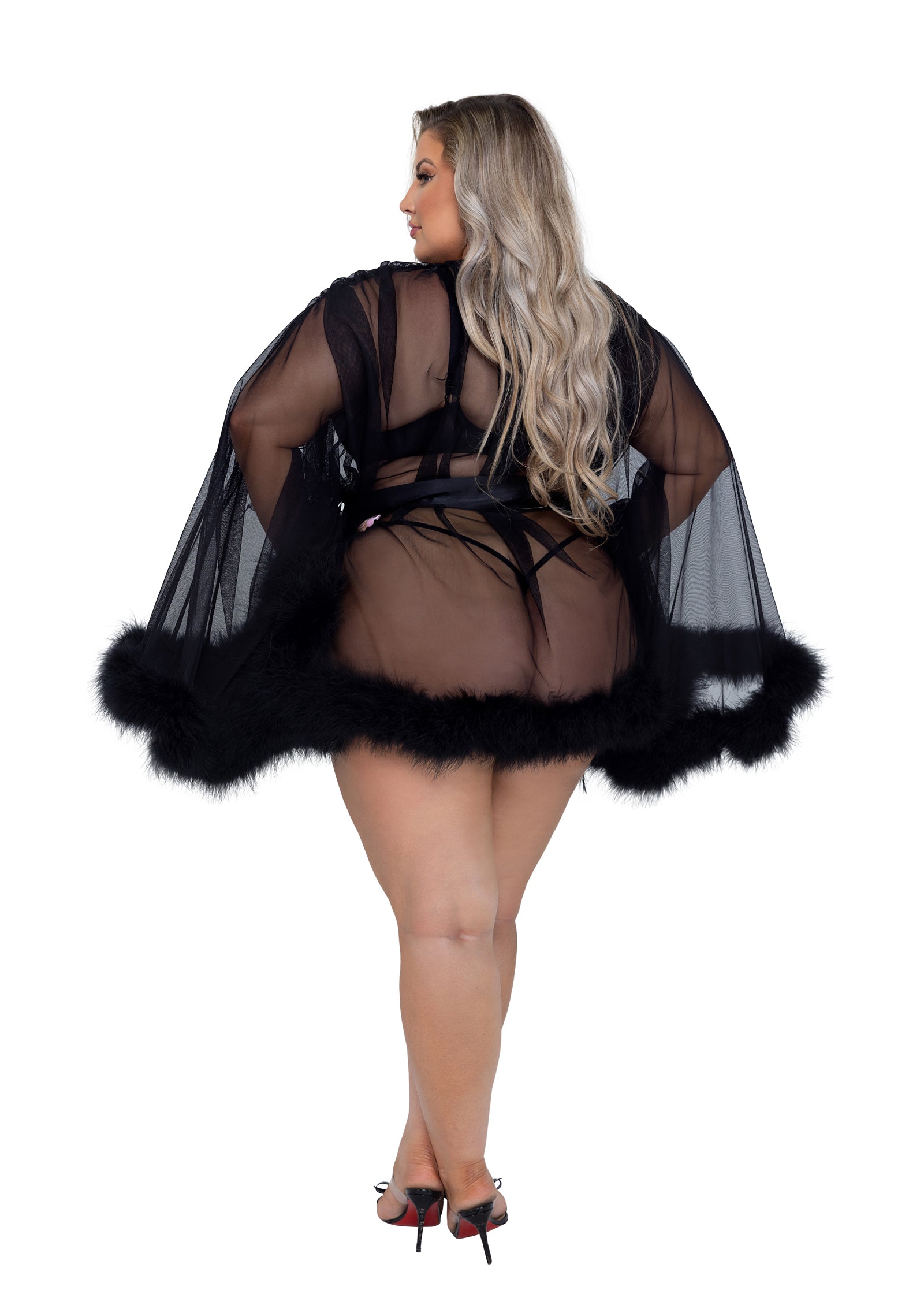 Classic Hollywood Glam Luxury Mini Robe Lingerie Back View