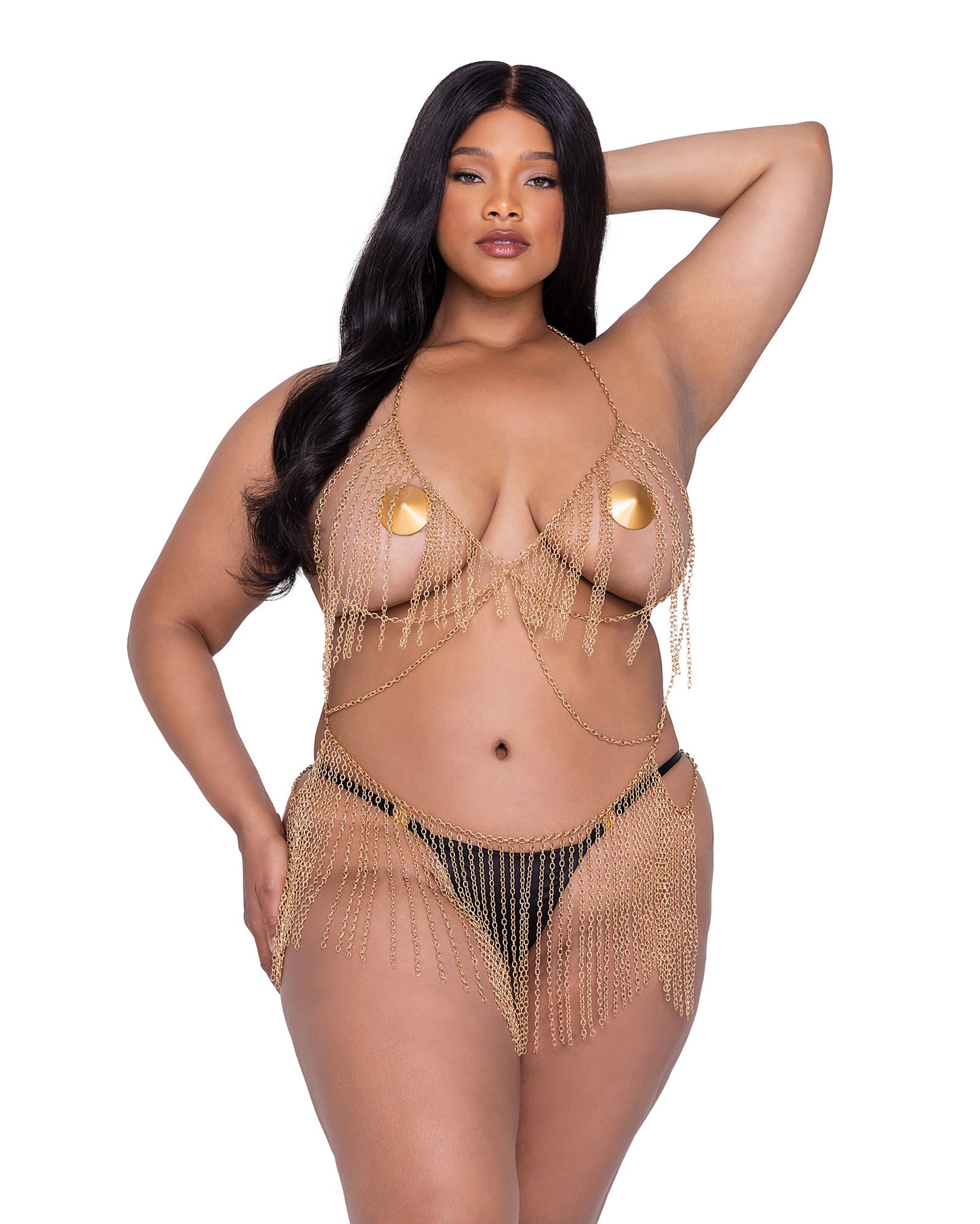 Gold Exclusive Fringe Fetish Body Chain Lingerie Size 1XL/2XL