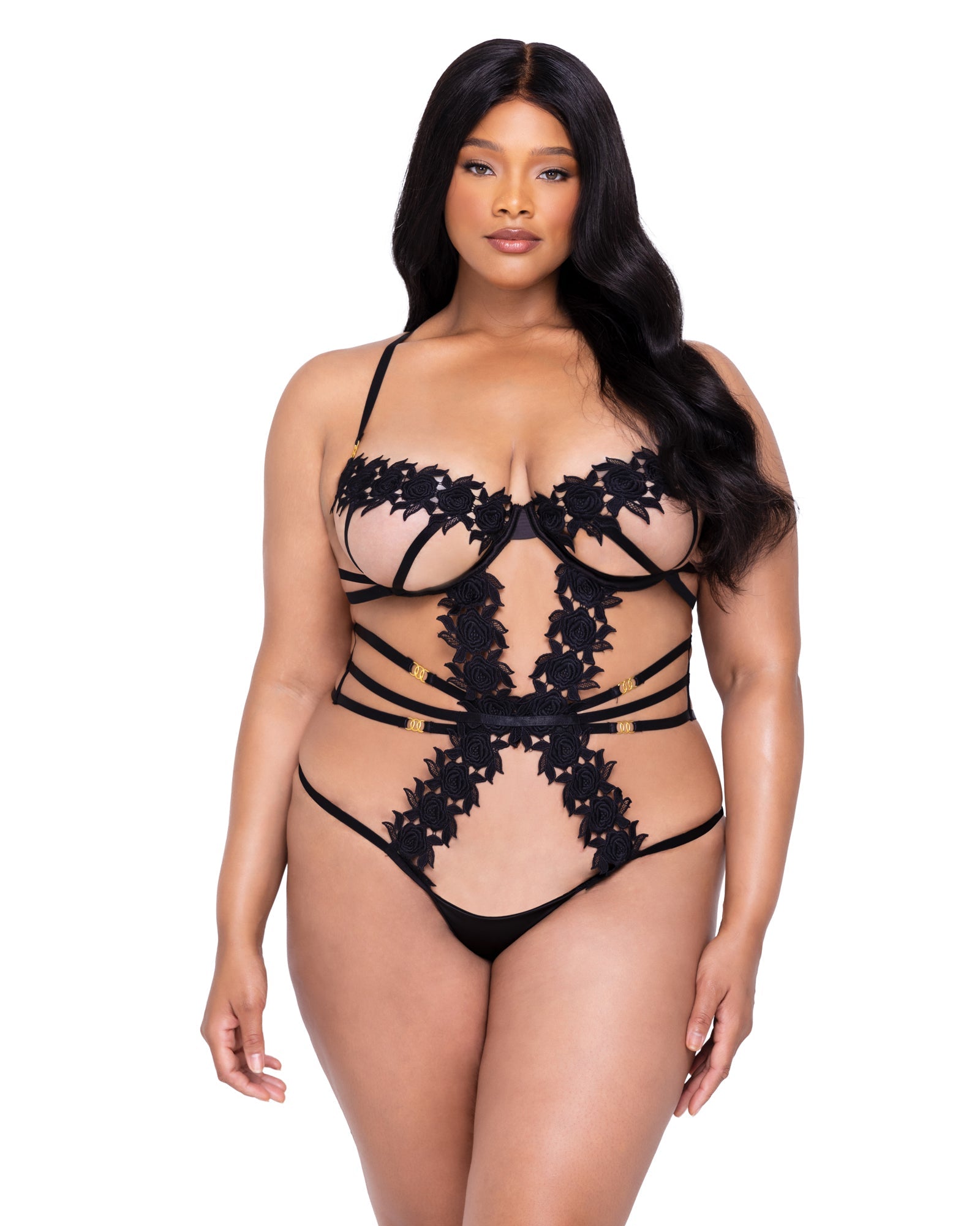Black Intimate Ebony Rose Teddy Lingerie Size 2XL