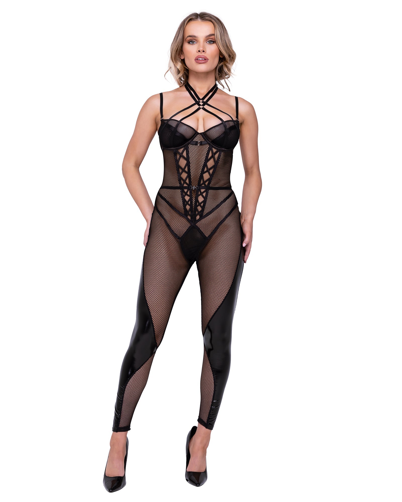 Black Otherworldly Flirty Fetish Catsuit Lingerie Size XL