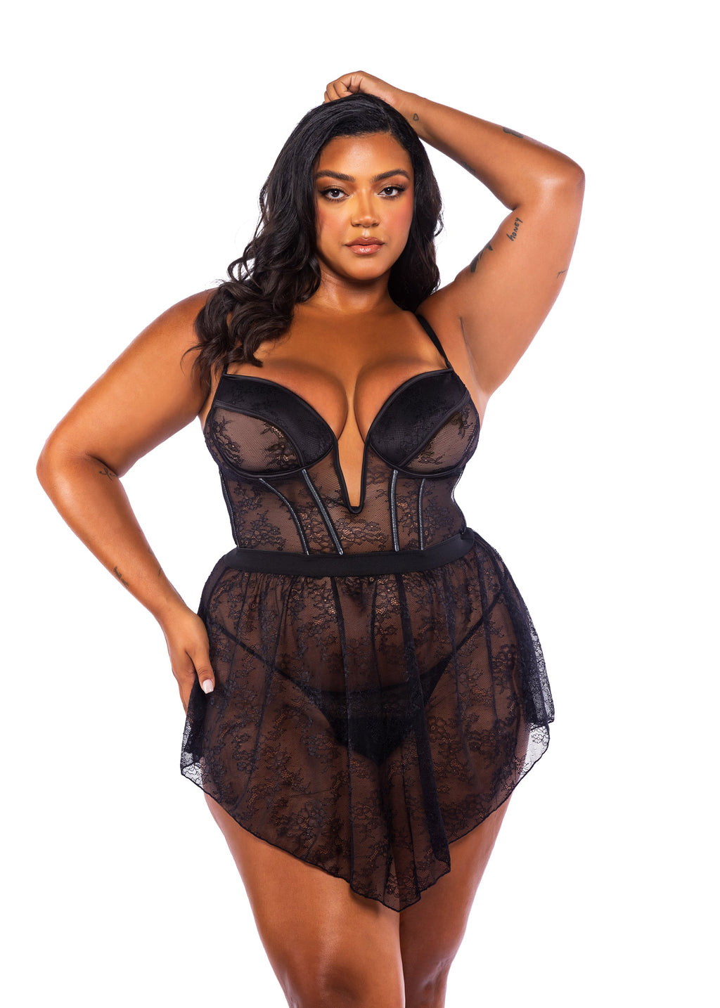 BAHLI714 - Opulent Belle Noir 3-Piece Garter Skirt Set