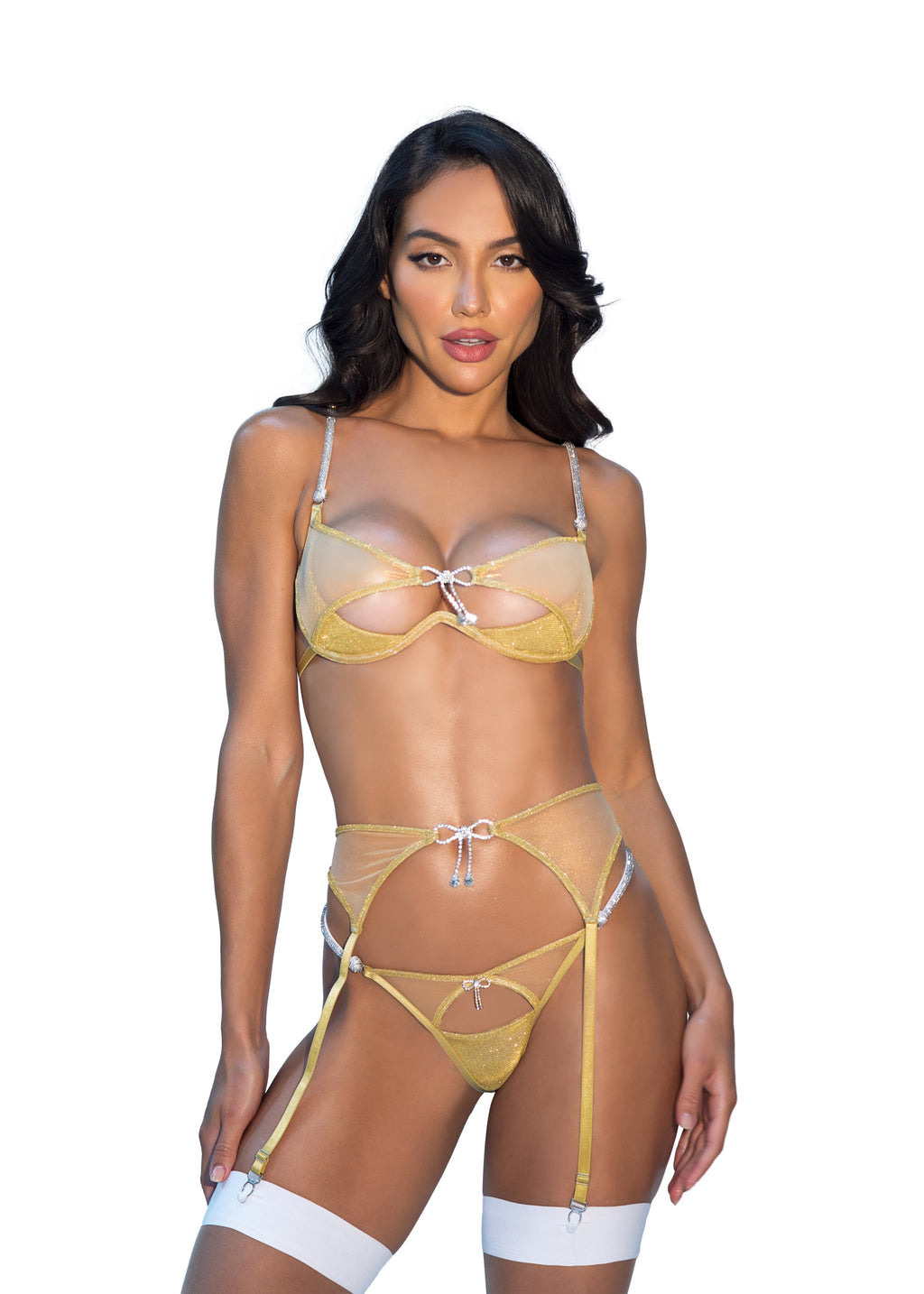 BAHLI726 - Boujee Gilded Beauty 3-Piece Garter Set