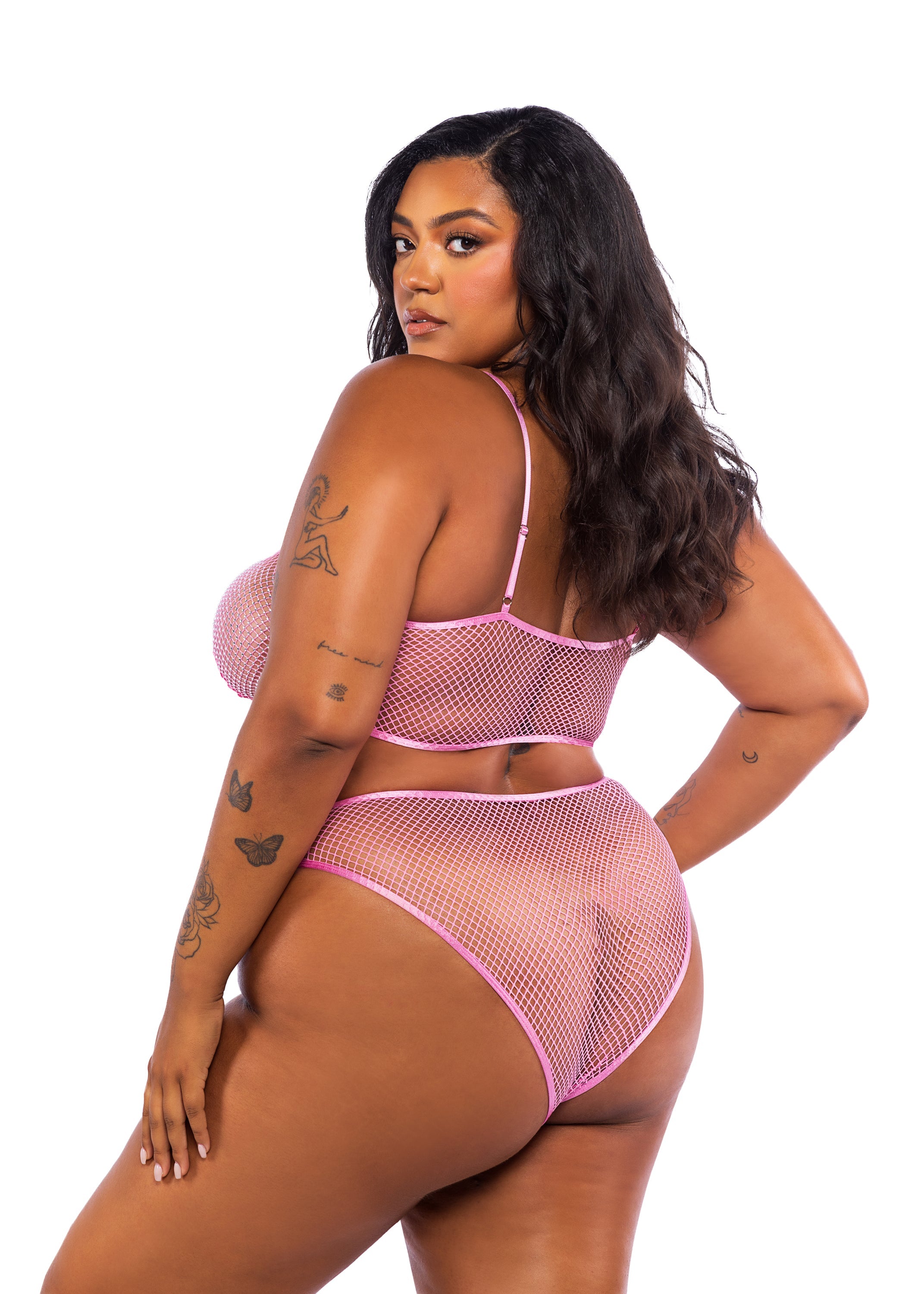 Dreamy Think Pink Rhinestone Tube 2-Piece Short Set Lingerie Back View