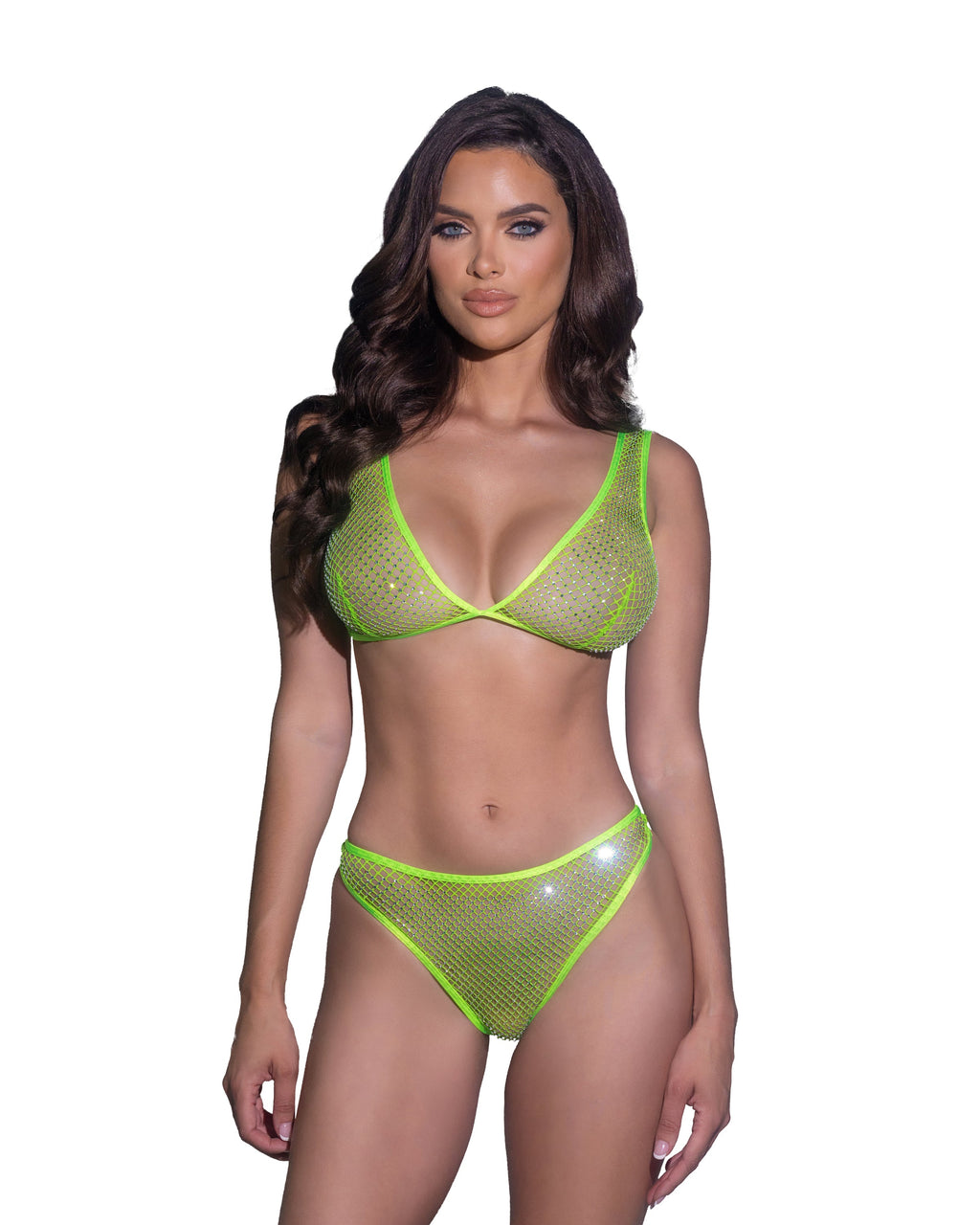 BAHLI754 - Confident Think Sparkle Rhinestone Bralette 2pc Set