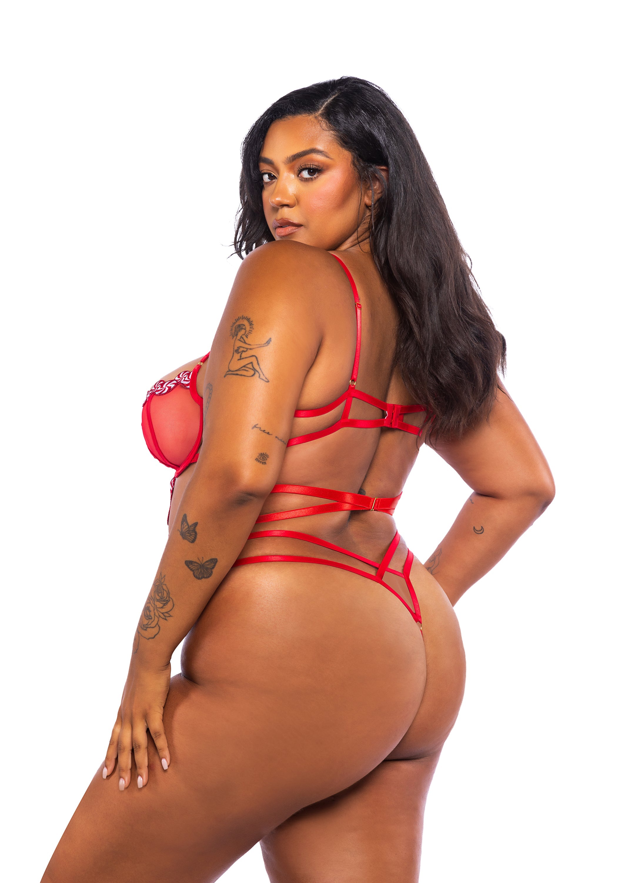 Premium Peppermint Kiss Teddy Lingerie Back View