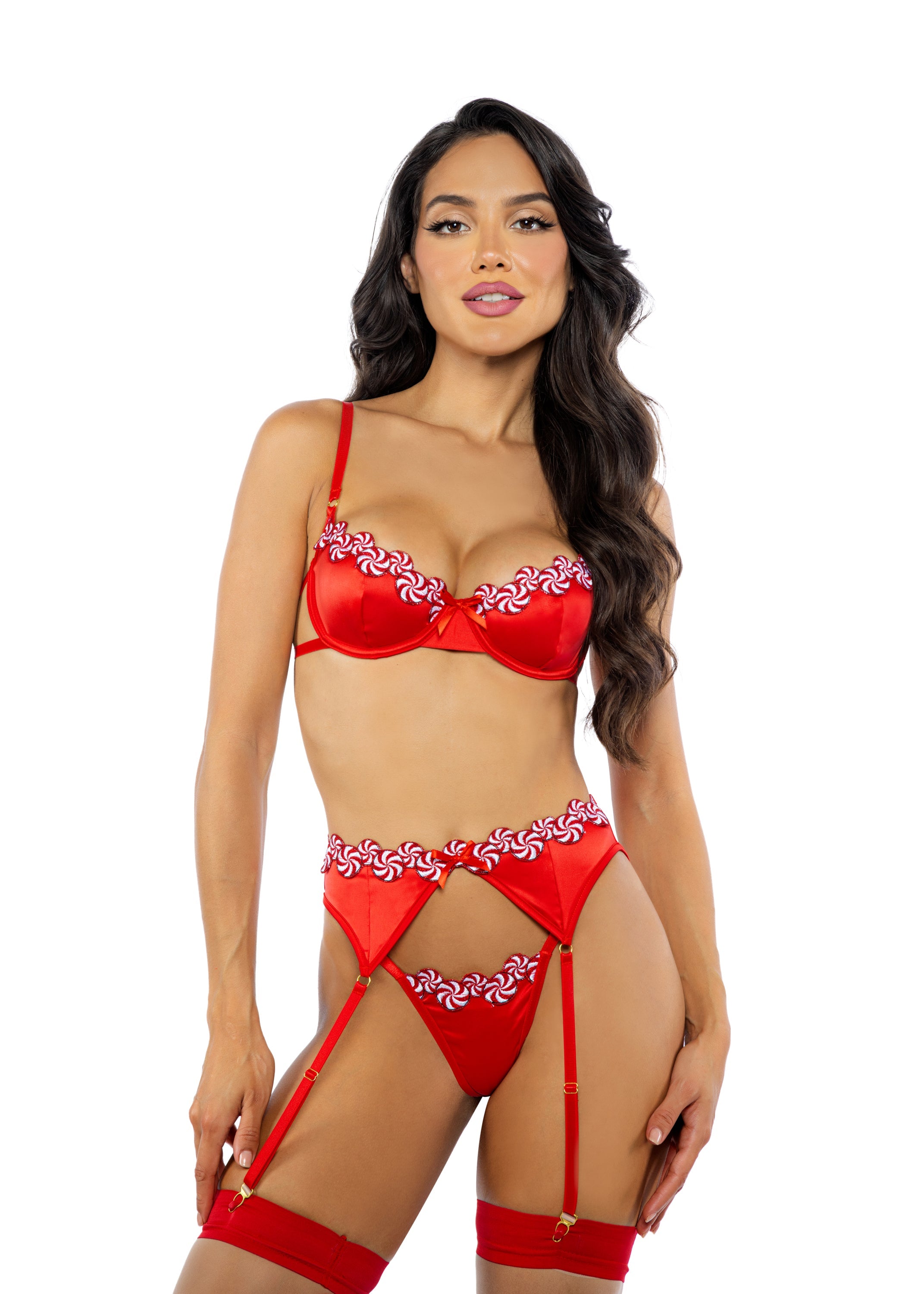 BAHLI762 - Velvety Peppermint Kiss 3-Piece Garter Set