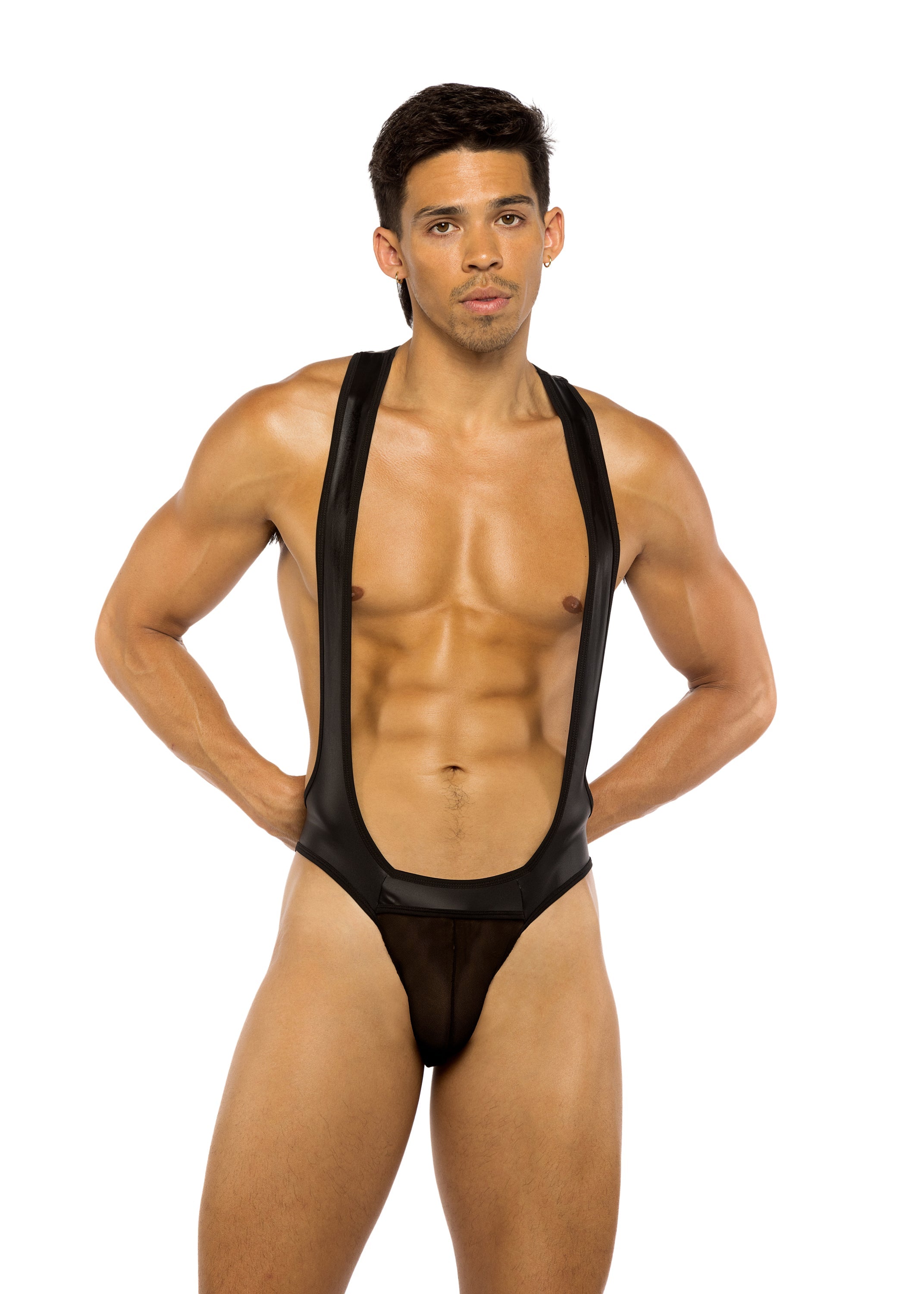 Black Flawless Men’s Wrestling Leotard Jockstrap Singlet Lingerie Size XL