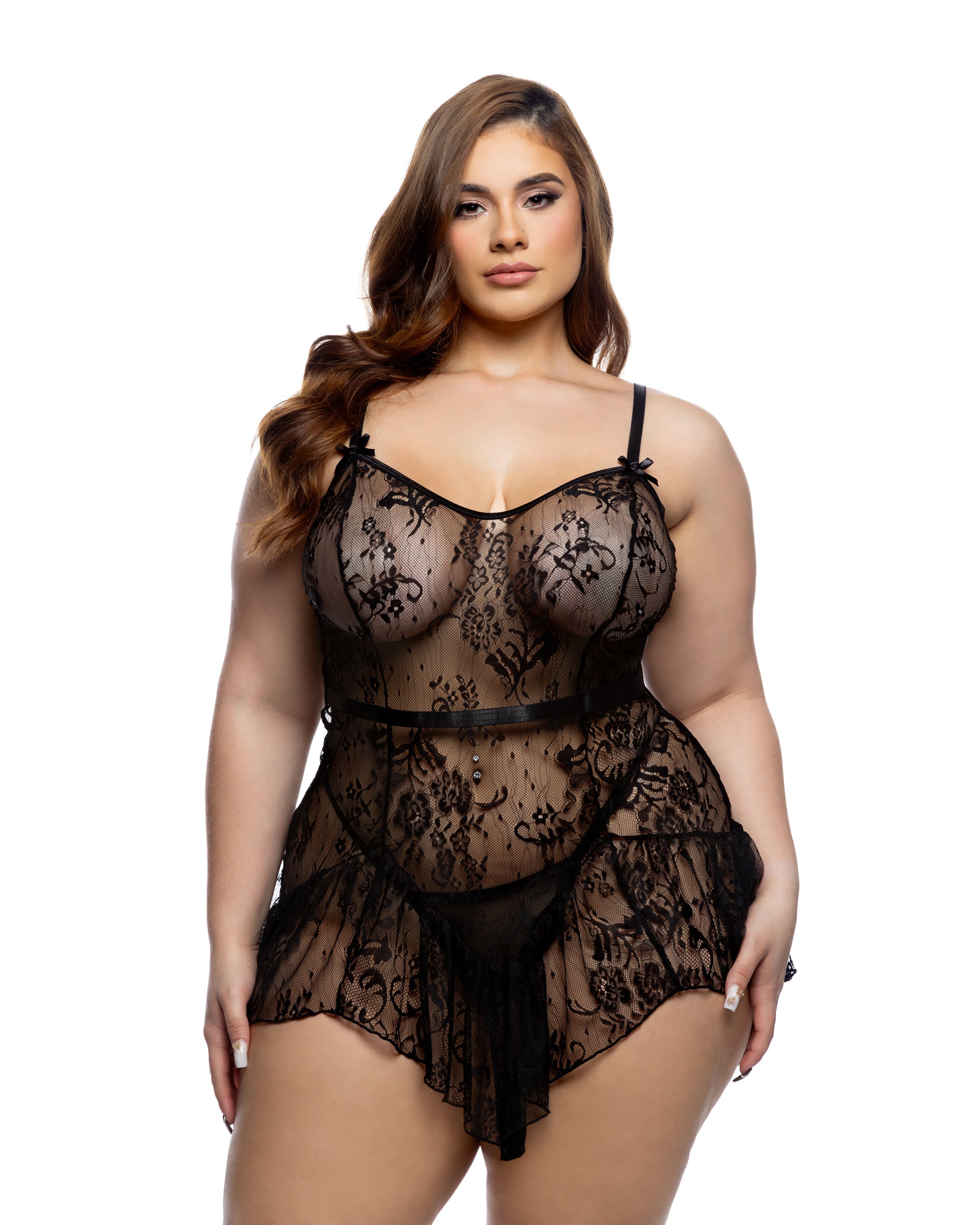 Black Breathtaking Midnight Kiss Slip Lingerie Size 2X