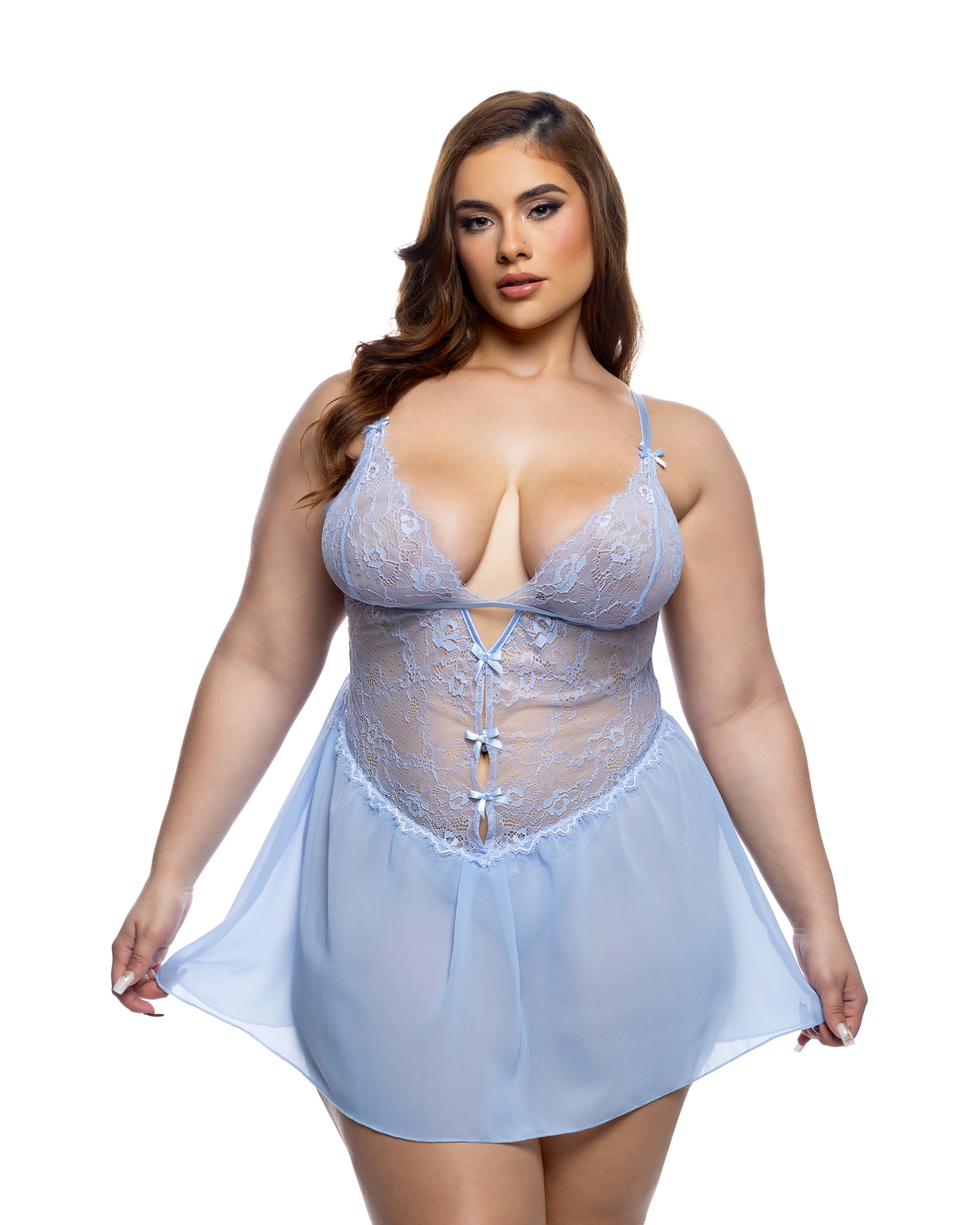Baby blue Cosmic Paradise Dream Babydoll 2pc Set Lingerie Size 1X/2X