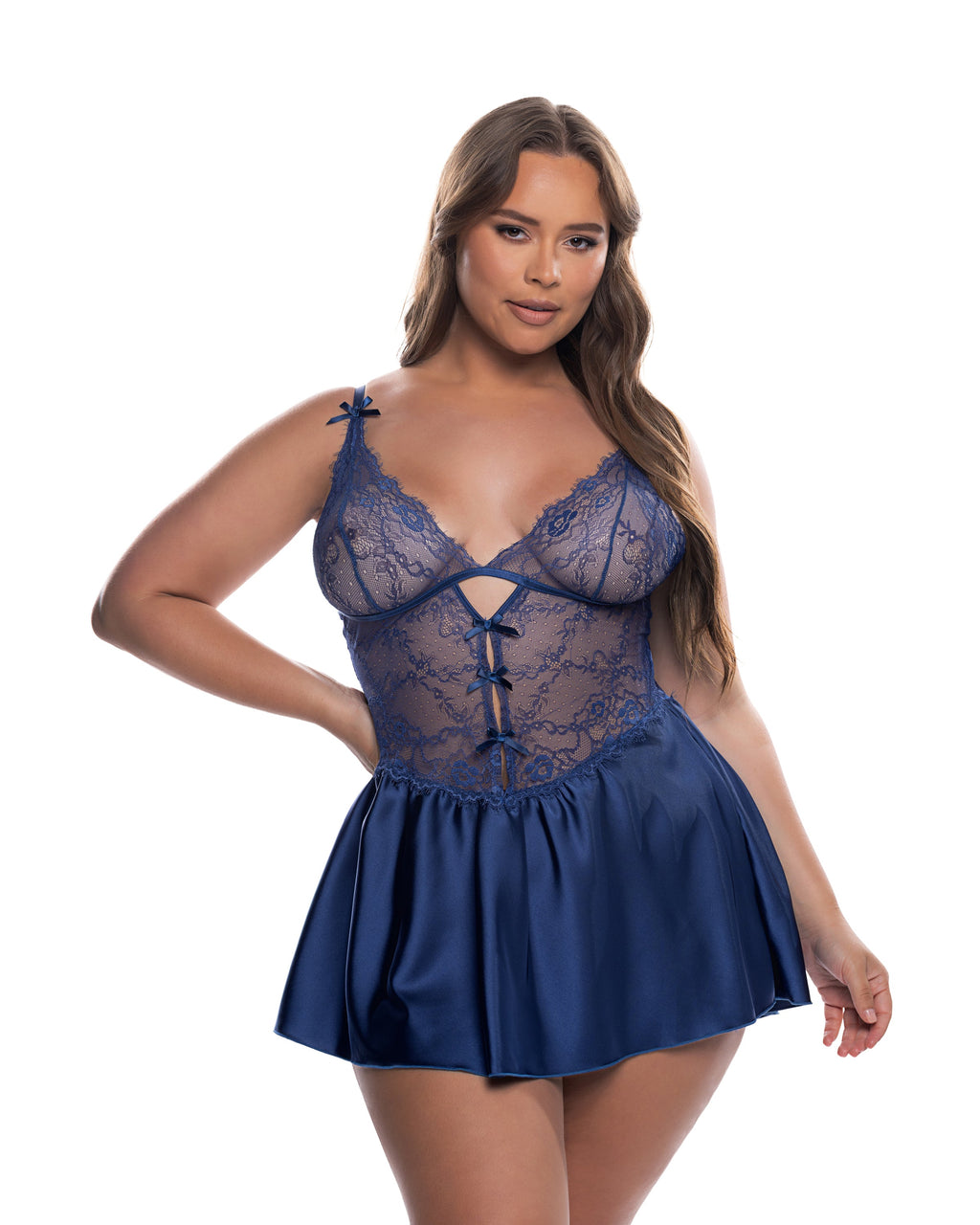 Divine Paradise Dream Babydoll 2-Piece Set in Navy by Build-A-Hoochie