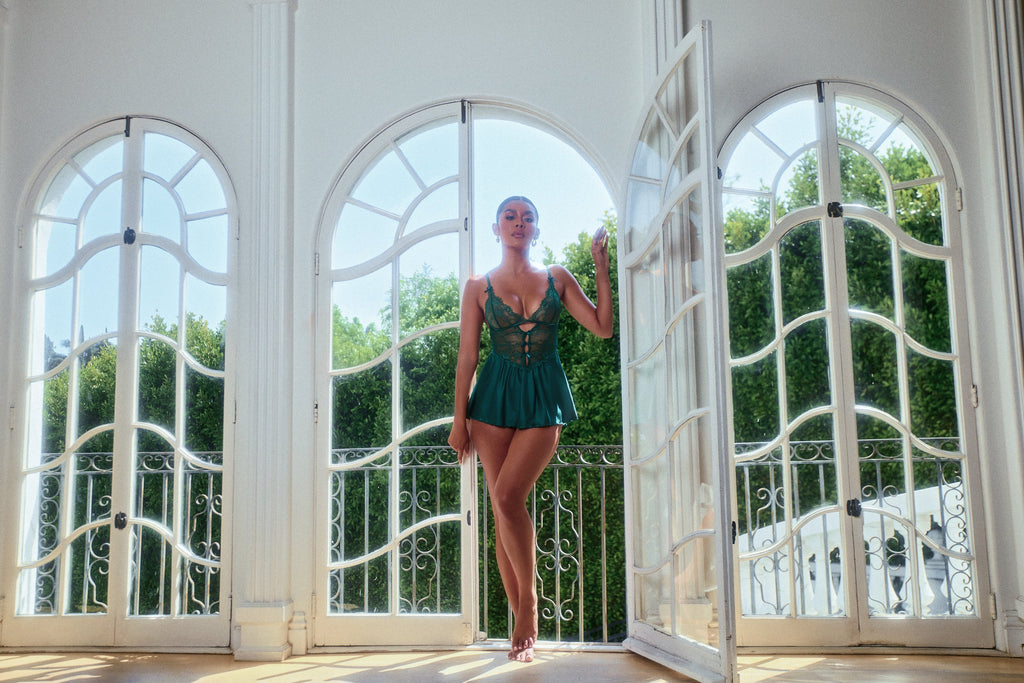 Divine Paradise Dream Babydoll 2-Piece Set in Green by Build-A-Hoochie