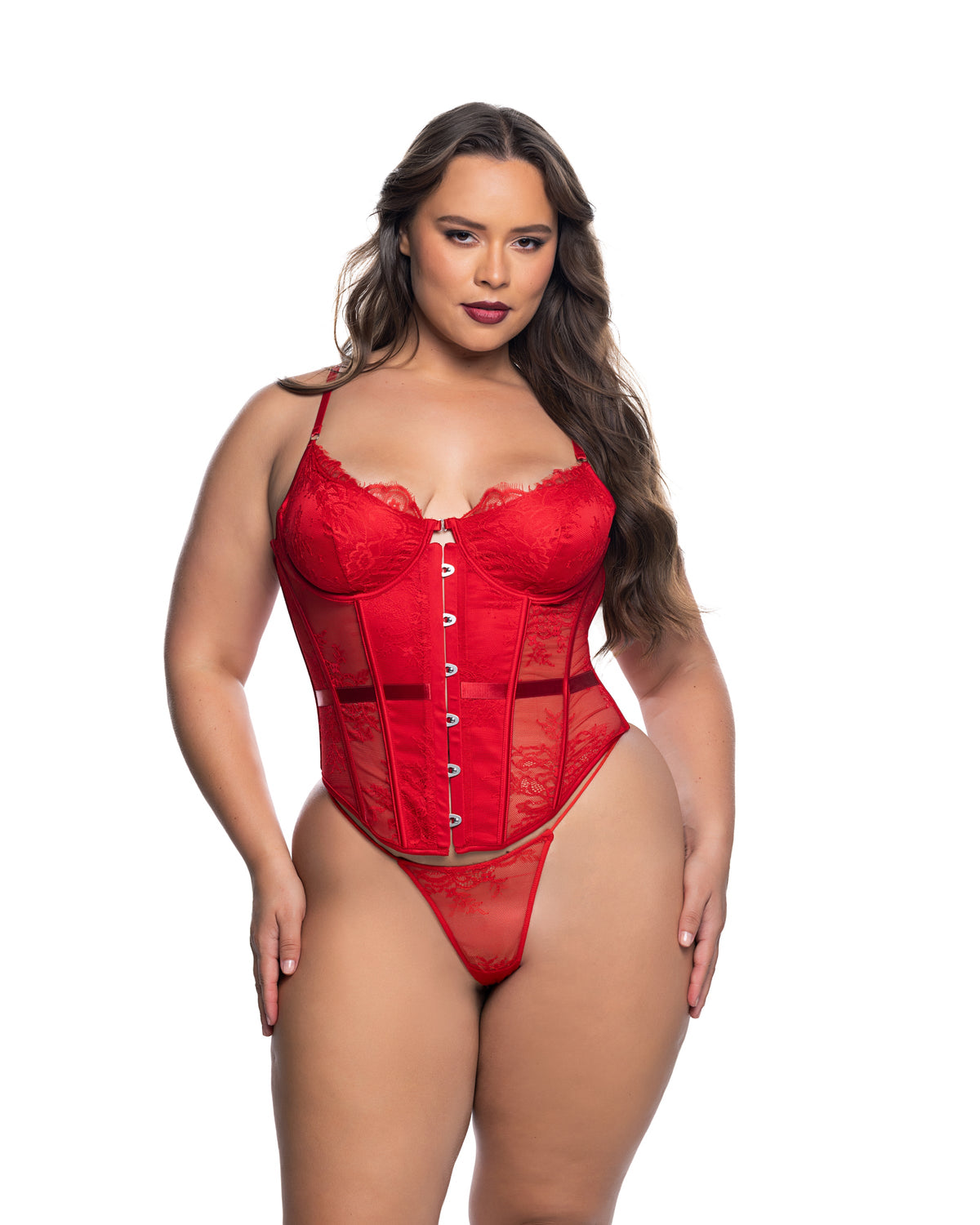 Vibrant Essentials Lace Corset in Red by Build-A-Hoochie