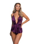 Polished Moonlight Kiss Romper Lingerie Romper in Purple by Build-A-Hoochie