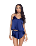 Sassy Satin Essentials Cami 2-Piece Set Lingerie Set in Blue by Build-A-Hoochie