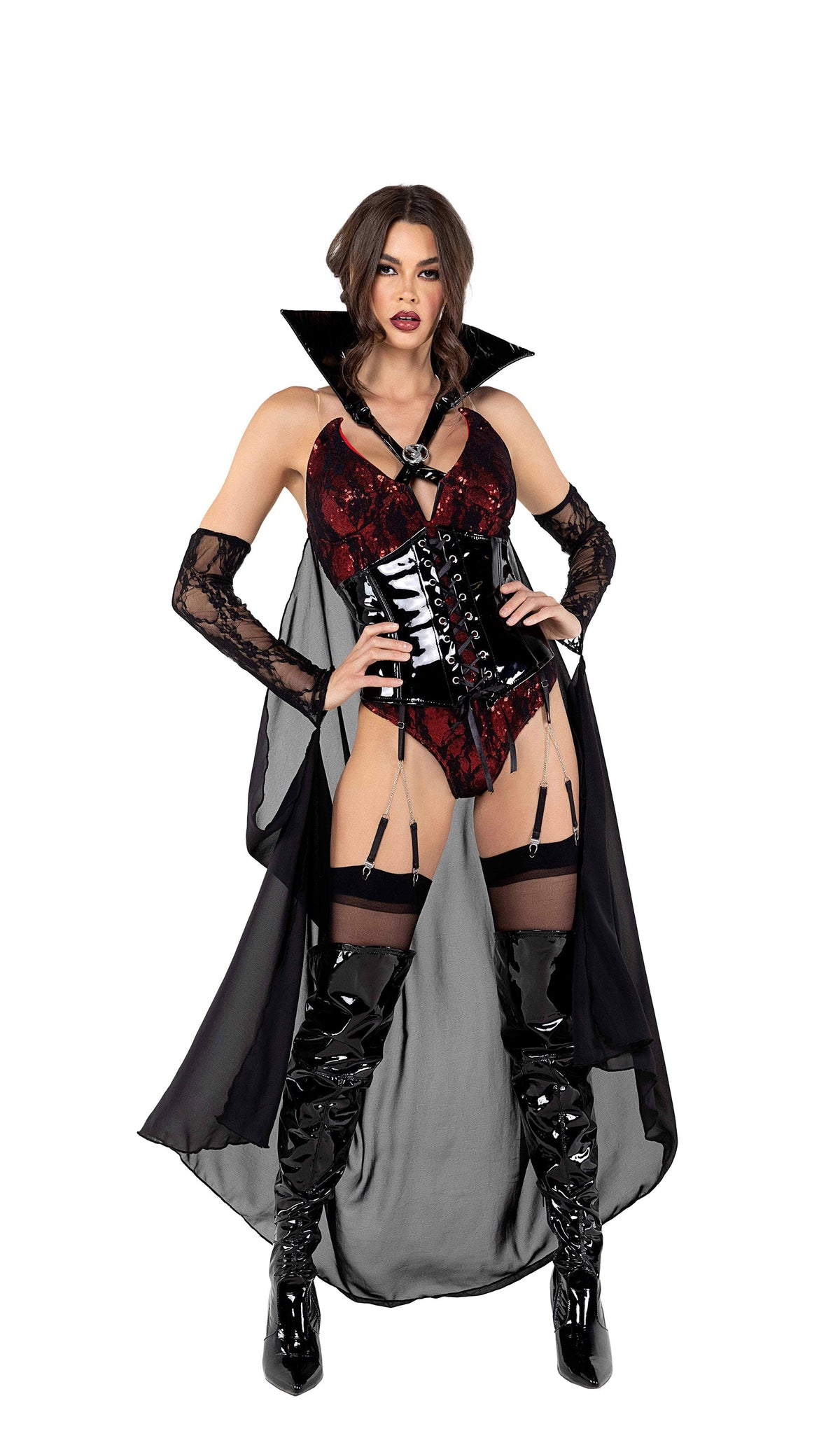 Sassy 2PC Playboy Vampire Costume Set in Black by Build-A-Hoochie