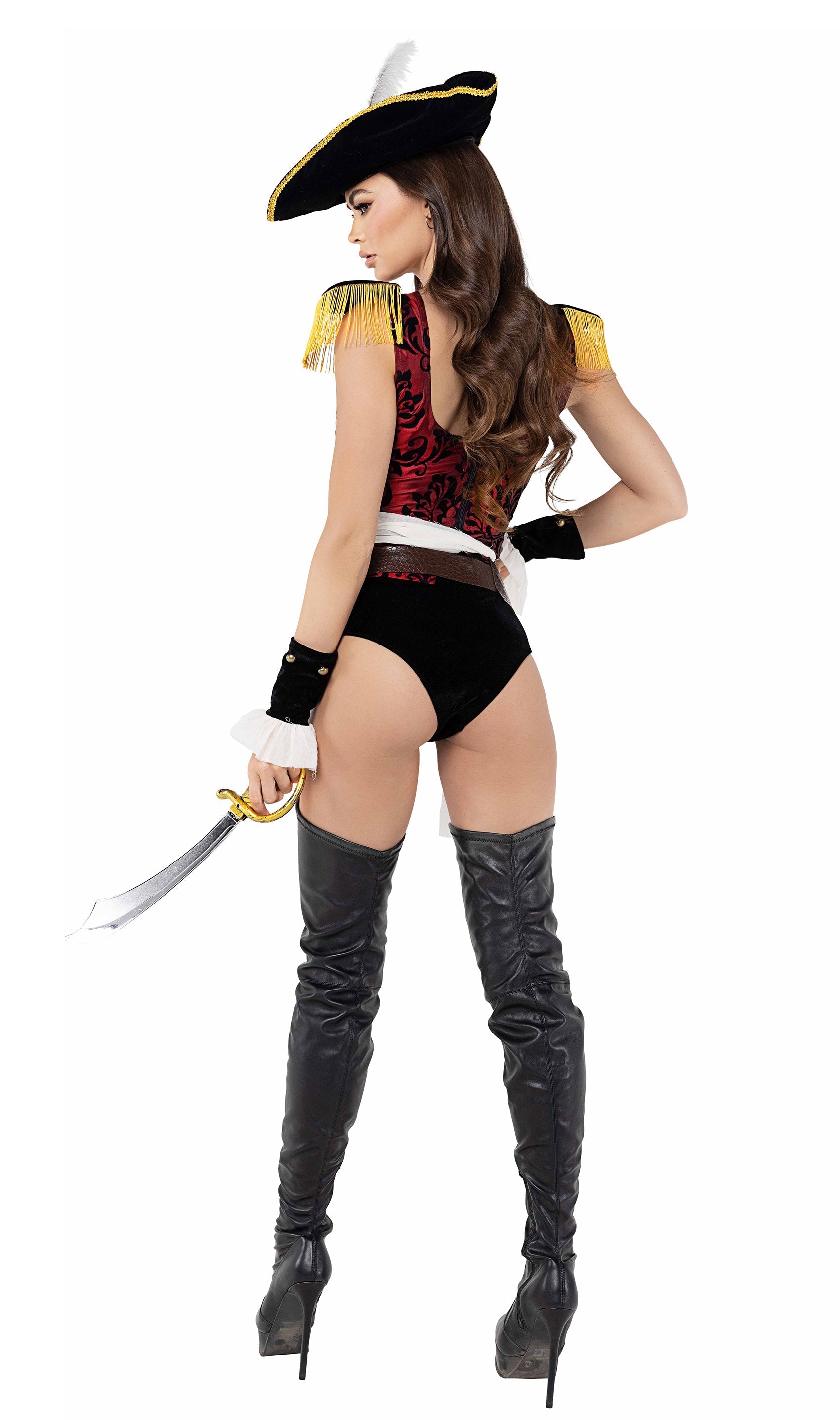 Enthralling 7pc Playboy High Sea Pirate Costumes Back View