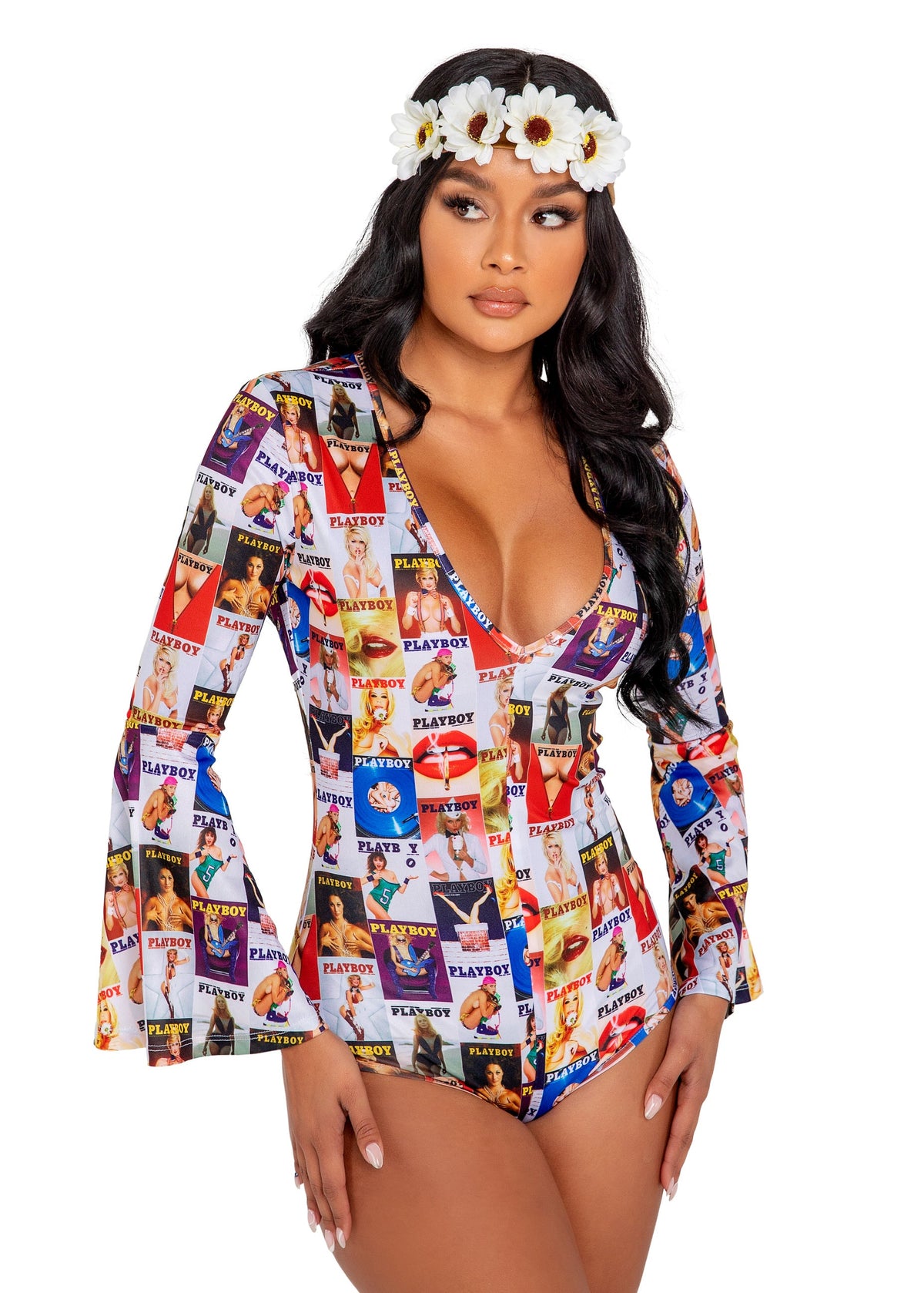 Sassy 3PC Playboy Groovy Babe Costume Set in Brown by Build-A-Hoochie