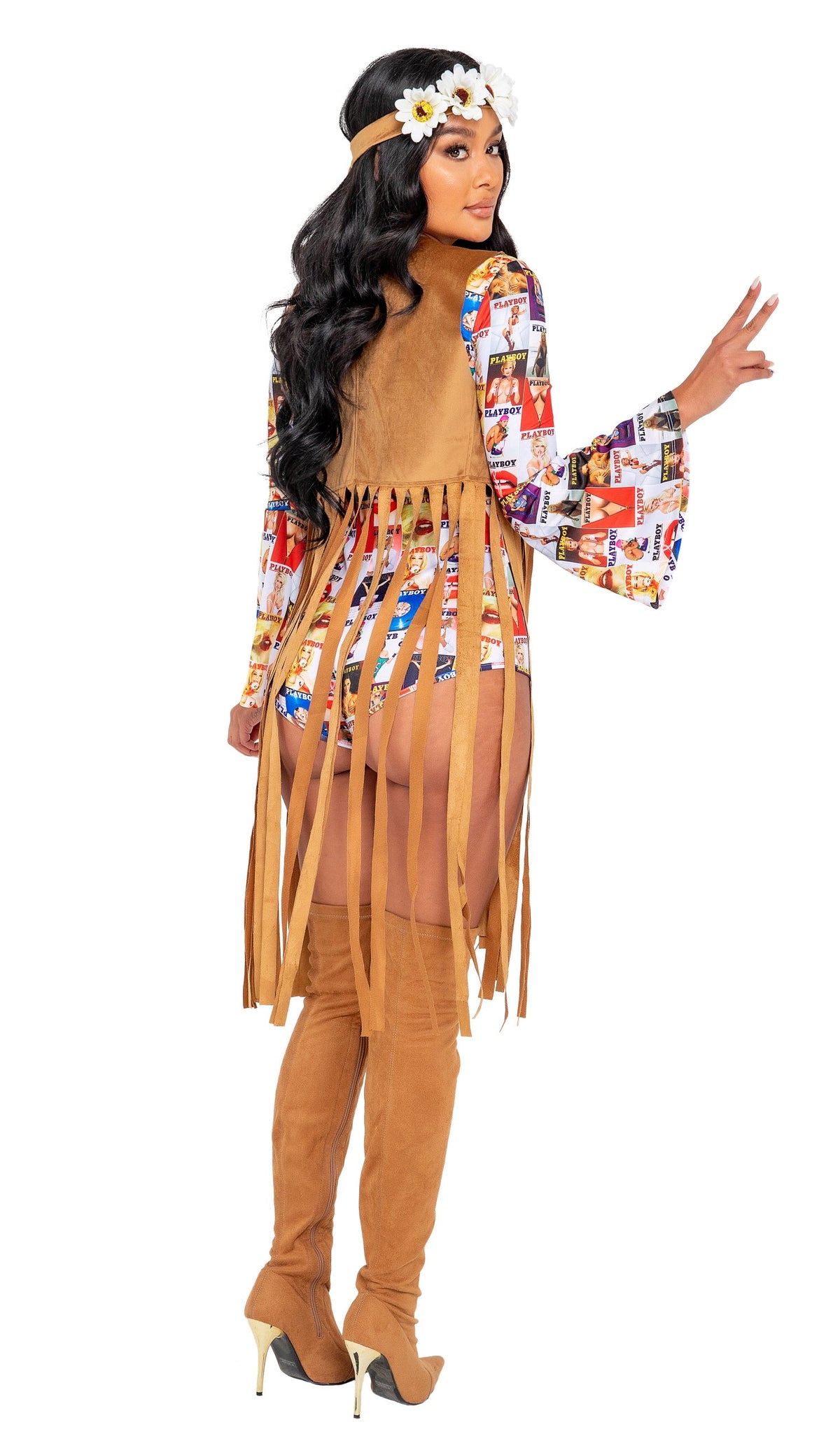 Sassy 3PC Playboy Groovy Babe Costume Set in Brown by Build-A-Hoochie